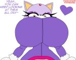  anthro big_breasts blaze_the_cat blush breasts cat clothed clothing english_text feline female fur habbodude hair hi_res huge_breasts mammal simple_background solo sonic_(series) text video_games 