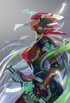  ass blonde_hair feathers genderswap genderswap_(mtf) green_eyes helmet rockman rockman_zero solo t-tom zero_(rockman) 