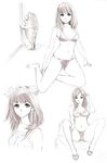  barefoot bikini chihuahua crown dog feet head_wreath legs maruyama monochrome original sketch swimsuit 