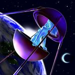  ass blue_hair blue_skin earth katou_reda moon nude original personification satellite short_hair solo space sputnik 