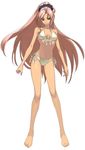  alternate_costume anesha bangs barefoot bikini breasts cleavage cross_edge feet front-tie_top full_body green_eyes long_hair long_legs medium_breasts nakamura_tatsunori navel official_art parted_bangs pink_hair ponytail scrunchie side-tie_bikini simple_background smile solo standing swimsuit very_long_hair white_bikini 