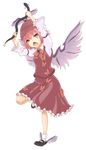  absurdres animal_ears dress eel hat highres iny mystia_lorelei pink_eyes pink_hair shoes short_hair solo touhou winged_shoes wings 