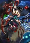  black_hair black_legwear houjuu_nue polearm red_eyes short_hair snake solo thighhighs torn_clothes touhou trident ufo uirou_(uirou1) weapon wings zettai_ryouiki 