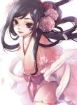  bad_id bad_pixiv_id black_hair brown_eyes cherry_blossoms chm hair_ornament japanese_clothes kimono long_hair original solo 