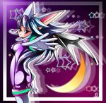 animal_ears bat_ears blush gradient_hair long_hair multicolored_hair nancher personification red_eyes rouge_the_bat solo sonic_the_hedgehog wings 