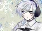  braid coat earmuffs gloves long_hair ponytail sekka_yufu silver_eyes silver_hair solo tsunoyomogi_amahashi utau 