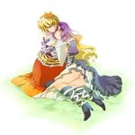  ass bad_id bad_pixiv_id banned_artist blonde_hair boots dress gradient_hair high_heels hijiri_byakuren long_hair multicolored_hair multiple_girls poko_(mammypoko) shawl shoes short_hair toramaru_shou touhou yellow_eyes 