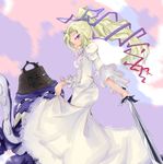  blonde_hair celes_chere dress final_fantasy final_fantasy_vi highres long_hair nazo orthros ponytail purple_eyes ribbon sword tentacle tentacles tiara violet_eyes weapon 