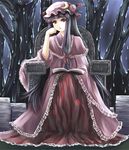  bad_id bad_pixiv_id book bow chin_rest hair_bow hat long_hair patchouli_knowledge purple_hair red_eyes sitting solo touhou very_long_hair vetina 