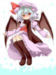  bat_wings blue_hair boots expressionless hat mikan_(ama_no_hakoniwa) red_eyes remilia_scarlet scarf short_hair solo touhou wings 