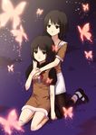  amakura_mayu amakura_mio bug butterfly fatal_frame fatal_frame_2 hug insect koyama_tomosato multiple_girls siblings sisters twins 