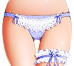  ass_visible_through_thighs blue_panties close-up dr_rex frills leg_garter original panties solo thigh_gap underwear white_background 