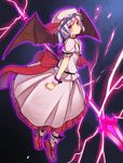  bat_wings blue_hair frilled_skirt frills hat mob_cap mokyu red_eyes remilia_scarlet scrunchie skirt solo spear_the_gungnir touhou wings wrist_scrunchie 