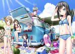  arare_(kantai_collection) arashio_(kantai_collection) asashio_(kantai_collection) assisted_exposure ball beach bikini bikini_top_removed black_hair bow_bikini brown_hair clothes_theft day embarrassed flat_chest food front-tie_top fruit gotou_hisashi ground_vehicle highres kantai_collection kasumi_(kantai_collection) lens_flare long_hair michishio_(kantai_collection) motor_vehicle multiple_girls name_tag oil old_school_swimsuit one-piece_swimsuit ooshio_(kantai_collection) picnic rensouhou-chan school_swimsuit short_hair side_ponytail silver_hair swimsuit swimsuit_theft theft topless twintails van watermelon 