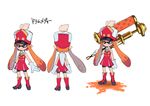 absurdres band_uniform bare_shoulders bike_shorts blue_eyes boots character_sheet commentary_request domino_mask dynamo_roller_(splatoon) gloves hat highres inkling long_hair marching_band mask monster_girl official_art orange_hair over_shoulder paint_roller pointy_ears pout pouty_lips shako_cap shorts shorts_under_skirt skirt smile splatoon_(series) splatoon_1 tentacle_hair translated weapon weapon_over_shoulder whistle white_gloves 