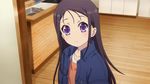  1girl animated animated_gif charlotte_(anime) happy long_hair otosaka_ayumi purple_eyes solo 