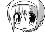  close-up commentary_request face greyscale hairband kantai_collection monochrome natori_(kantai_collection) open_mouth senomoto_hisashi short_hair solo 