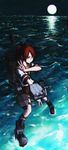  absurdres cannon commentary_request full_moon highres kantai_collection moon night ninja_neco ocean shikinami_(kantai_collection) solo standing standing_on_liquid water weapon yellow_eyes 