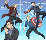  avengers avengers:_age_of_ultron bruce_banner casual formal glasses hammer marvel multiple_boys shield steve_rogers suit thor_(marvel) tony_stark yukko93 