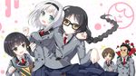  3girls anna_nishikinomiya aqua_eyes black_hair child gouriki_raiki hairband kajou_ayame long_hair multiple_girls official_art okuma_tanukichi saotome_otome shimoneta_to_iu_gainen_ga_sonzai_shinai_taikutsu_na_sekai short_hair simple_background white_hair yellow_eyes 