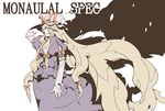  blonde_hair bow commentary_request dress gloves hair_bow hand_on_hip hat long_hair looking_at_viewer mob_cap natsue profile purple_dress shadow simple_background solo touhou translation_request very_long_hair walking white_gloves yakumo_yukari yellow_eyes 