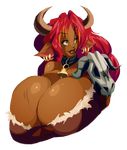  2015 alpha_channel big_breasts bovine breasts cleavage clothed clothing corruption_of_champions ear_piercing excellia_(coc) female horn huge_breasts mammal minotaur piercing riendonut scar solo 