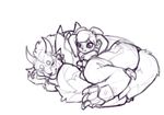  2014 ambiguous_gender anthro asura big_ears charr claws clothed clothing duo eyes_closed feline female guild_wars horn mammal simple_background sketch sleeping smile snowskau video_games white_background 