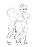  animal_ears anus arms_up back bottomless breasts centaur epona from_behind full-package_futanari futanari greyscale hooves horse_ears horse_penis horse_tail large_breasts large_penis long_hair looking_back monochrome monster_girl onyxaries penis personification pussy sketch smile solo strapless tail testicles the_legend_of_zelda tubetop uncensored 