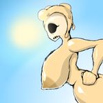  2015 anthro big_breasts breasts female hands_on_hips huge_breasts melting melting_(nuclear_throne) nipples nuclear_throne nude simple_background skull solo standing sun throne_butt uwotinfokm8 video_games 