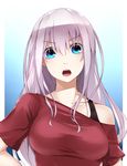  blue_eyes highres long_hair open_mouth original silver_hair solo winu_(hertrion) 