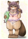  breasts brown_fur female fur hair kemono mammal purple_hair raccoon setouchi_kurage solo 