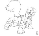  all_fours anus arcanine backsack balls canine fluffy_tail fur hi_res kisahhk8 male mammal muscles nintendo paws penis pok&eacute;mon presenting red_eyes simple_background smirk solo stripes teeth video_games white_background 
