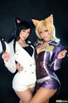  2girls ahri breasts cosplay generation_ahri large_breasts league_of_legends multiple_girls photo popstar_ahri 