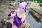  1girl asian ayane_(doa) cosplay ninja photo purple_hair 