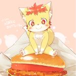  burger canine cotora cute food fox hair kemono mammal red_eyes red_hair young 