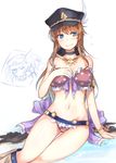  1girl :&gt; ;q aqua_hair arm_support bikini blue_eyes blush bracelet braid breast_suppress breasts brown_hair choker flying frilled_bikini frills ganesagi gradient_hair granblue_fantasy groin hat jewelry large_breasts lecia_(granblue_fantasy) long_hair multicolored_hair navel one_eye_closed partially_colored peaked_cap pink_bikini polka_dot polka_dot_bikini polka_dot_swimsuit sitting swimsuit thigh_gap tongue tongue_out very_long_hair white_background 