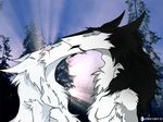  2013 anthro black_fur black_hair blood capricorn92 crying crying_blood duo english_text eyes_closed female fur hair kissing male male/female nude ophelia outside sergal tears text tree white_fur white_hair 