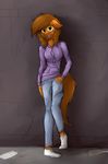  anthro brick_wall clothing female looking_at_viewer marsminer my_little_pony smile solo venus_spring 