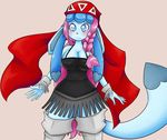  2013 anthro anthrofied basketgardevoir blue_eyes blush eeveelution glaceon hair long_hair mammal ming-ming_(character) nintendo pink_hair pok&eacute;mon pok&eacute;morph shiny_pok&eacute;mon simple_background smile standing thick_thighs video_games 