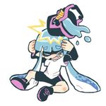  &gt;_&lt; bad_id bad_pixiv_id bike_shorts blue_hair bucket closed_eyes covering covering_head domino_mask fang full_body hands_on_own_head inkling long_hair masa0003 mask paint shirt shoes simple_background sitting slosher_(splatoon) sneakers solo splatoon_(series) splatoon_1 t-shirt tears tentacle_hair white_background white_shirt 