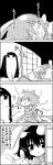  4koma :d :x animal_ears blush bow bunny bunny_ears cirno comic commentary crossed_arms fairy fever futon greyscale hair_bow highres houraisan_kaguya ice ice_wings inaba_tewi long_hair monochrome multiple_girls mundane_utility on_head open_mouth person_on_head reisen_udongein_inaba sidelocks sitting sitting_on_head sitting_on_person sliding_doors smile sparkle sweat tani_takeshi touhou translated very_long_hair visible_air wings yukkuri_shiteitte_ne |_| 