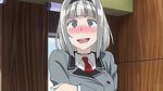  1girl animated animated_gif anna_nishikinomiya blue_eyes gray_hair school_uniform shimoneta_to_iu_gainen_ga_sonzai_shinai_taikutsu_na_sekai short_hair silver_hair solo 