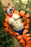  abs anthro bulge clothing edit feline frosties male mammal mascot muscles nipples oystercatcher7 photo_manipulation photomorph scarf swimsuit tiger tony_the_tiger 