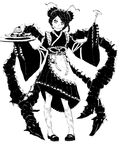  double_bun entoma_vasilissa_zeta greyscale highres insect_girl maid monochrome ofuda overlord_(maruyama) simple_background solo that_storyteller white_background 