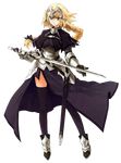  absurdres armor armored_dress blonde_hair blue_eyes braid crown fate/apocrypha fate_(series) full_body highres holding holding_sword holding_weapon jeanne_d'arc_(fate) jeanne_d'arc_(fate)_(all) konoe_ototsugu long_hair looking_at_viewer official_art solo sword transparent_background weapon 