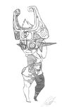  big_butt butt clothing fangs female imp midna monochrome nintendo pointy_ears shorts solo the_legend_of_zelda thick_thighs twilight_princess video_games 
