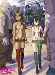  2girls 6+boys avatar:_the_last_airbender black_eyes black_hair blue_eyes breasts brown_hair erect_nipples katara long_hair microskirt multiple_boys multiple_girls navel prostitution prostitution_costume short_hair sling_bikini small_breasts tagme tekuho toph_bei_fong 