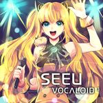  :d animal animal_ears animal_on_shoulder bare_shoulders blonde_hair blue_eyes cat_ears character_name copyright_name gulung_(epdlql30) long_hair microphone nail_polish open_mouth seeu sleeveless smile solo star star-shaped_pupils symbol-shaped_pupils very_long_hair vocaloid waving wrist_cuffs yellow_nails 