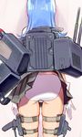  aburisamon arms_at_sides ass blue_hair cannon from_behind gloves hatsukaze_(kantai_collection) kantai_collection long_hair mecha_musume panties pleated_skirt rocket school_uniform skirt skirt_lift solo turret underwear wardrobe_malfunction white_gloves white_panties 