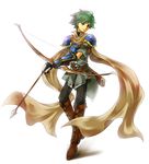  arano_hachi armor boots bow_(weapon) fire_emblem fire_emblem:_monshou_no_nazo full_body gauntlets gloves green_eyes green_hair male_focus scarf simple_background solo tomas_(fire_emblem) weapon white_background 